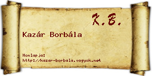 Kazár Borbála névjegykártya